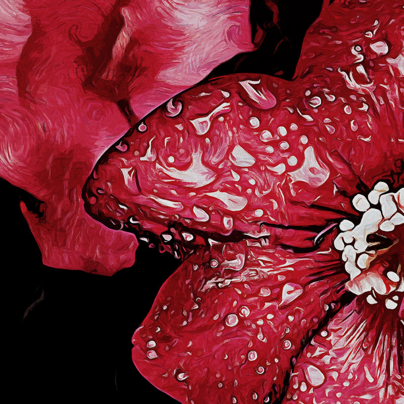 Dark Pink Flowers. Wall Art. Digital Print. Horizontal Metal Art