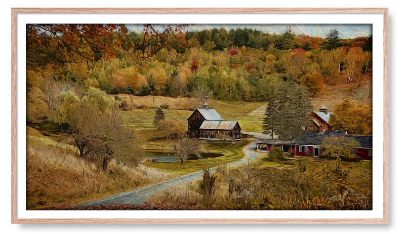 Farmhouse and Barn with Fall Trees. Fall Collection for the Samsung Frame TV