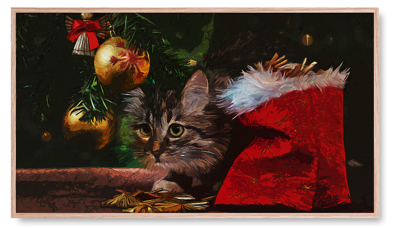 Kitten Under a Christmas Tree. Christmas & Holiday Collection for the Samsung Frame TV