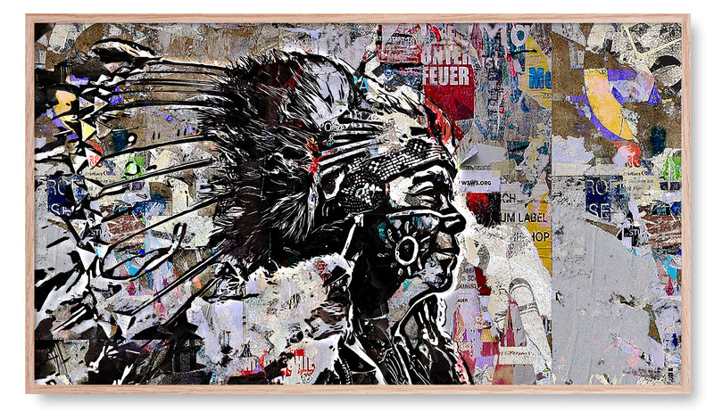 Urban collage of a Native Indian. Art for the Saumsung Frame TV