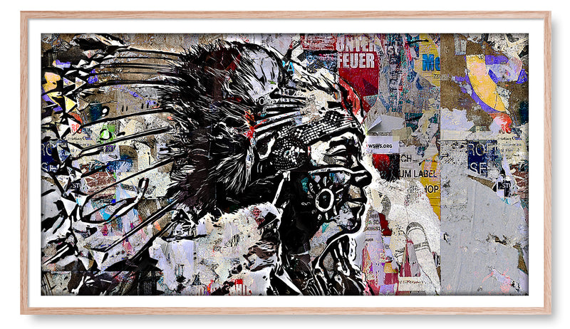 Urban collage of a Native Indian. Art for the Saumsung Frame TV