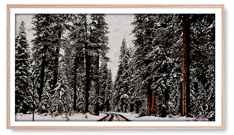 Road Surrounded By Winter Snow. Winter Collection for the Samsung Frame TV