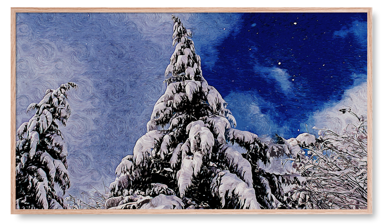 Snow Dump on Evergreen Trees. Winter Collection for the Samsung Frame TV