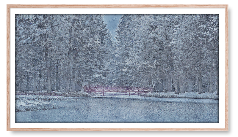 Snowy Bridge Over A Lake. Winter Collection for the Samsung Frame TV
