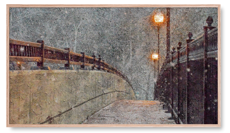 Snowy Bridge with Lampposts. Winter Collection for the Samsung Frame TV