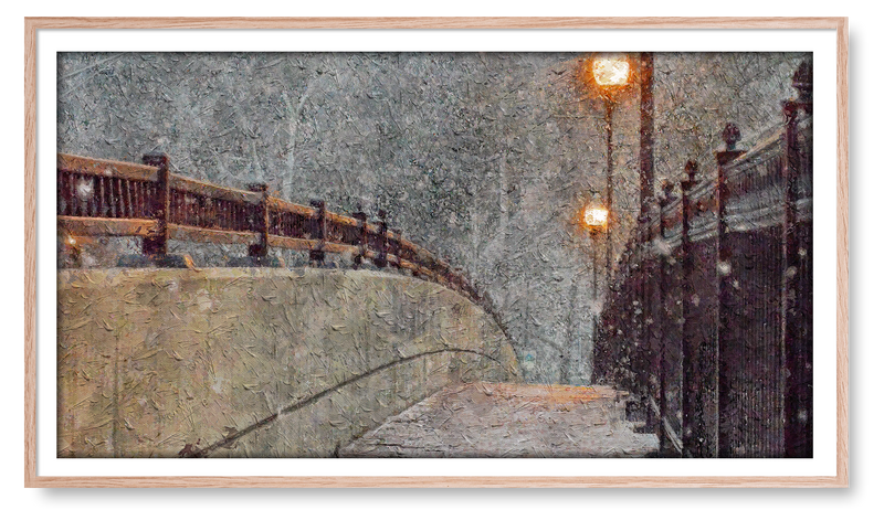 Snowy Bridge with Lampposts. Winter Collection for the Samsung Frame TV