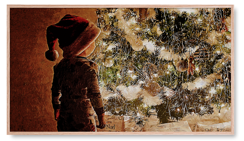 Young Child Admiring A Christmas Tree. Christmas & Holiday Collection for the Samsung Frame TV
