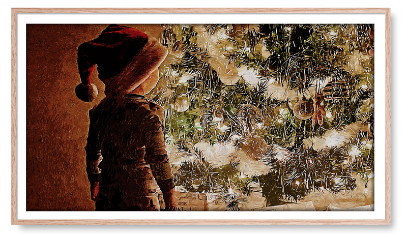Young Child Admiring A Christmas Tree. Christmas & Holiday Collection for the Samsung Frame TV