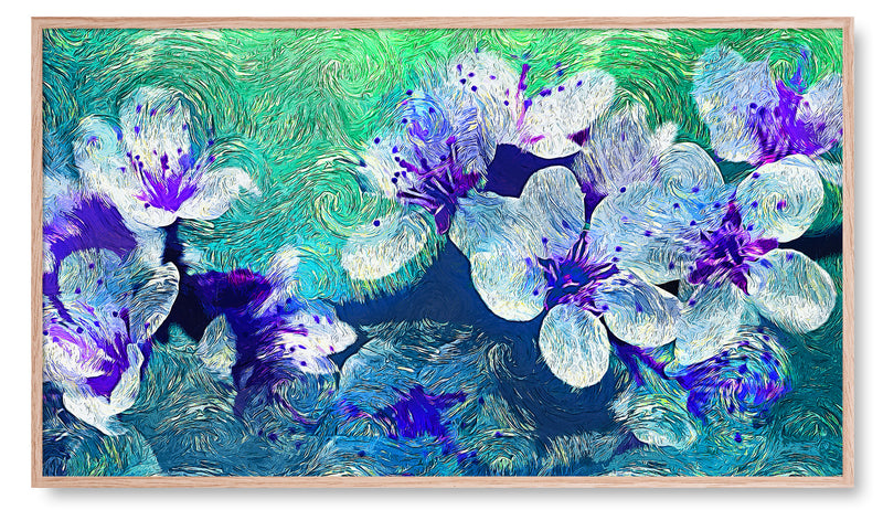 White and Purple Flowers. Digital Artwork for the Frame TV