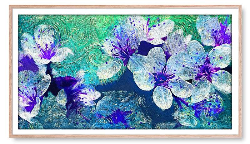 White and Purple Flowers. Digital Artwork for the Frame TV